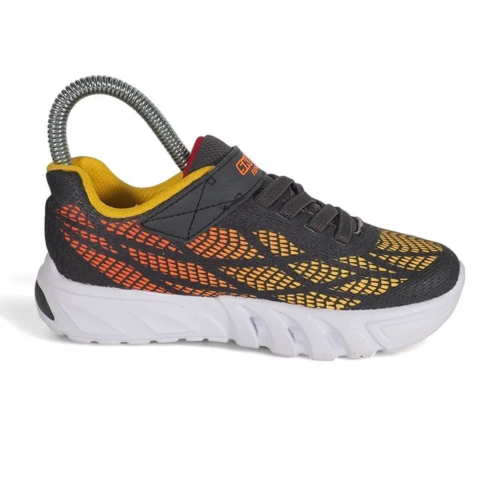 Skechers Flex-Glow Elite Vorlo Light Up Sneakers Grey / Orange / Yellow‎ Youth 2
